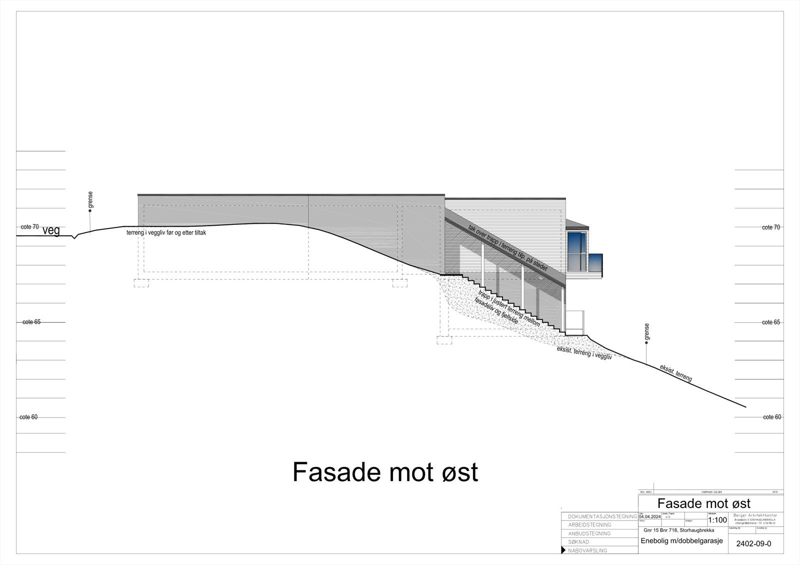 Østvendt fasade, store vinduer, og integrert dobbelgarasje. Flott utsikt og naturlig lys Galleribilde