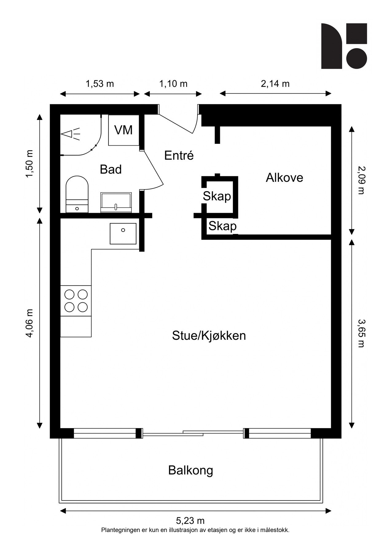 Målsatt plantegning Galleribilde