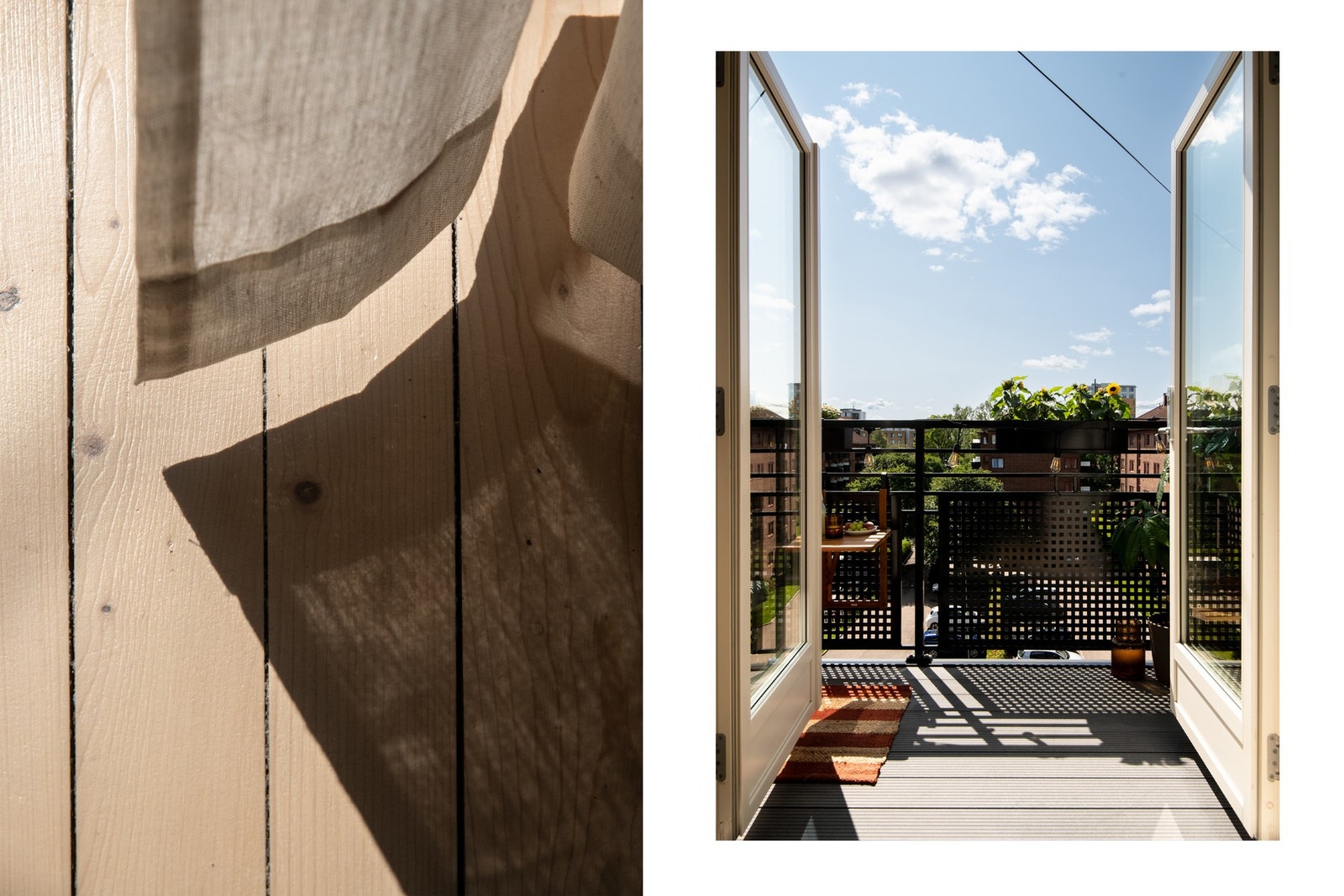 Veggene er malt i duse, nøytrale farger som skaper en rolig ramme rundt rommet, mens de originale tregulvene tilfører karakter og varme. Galleribilde