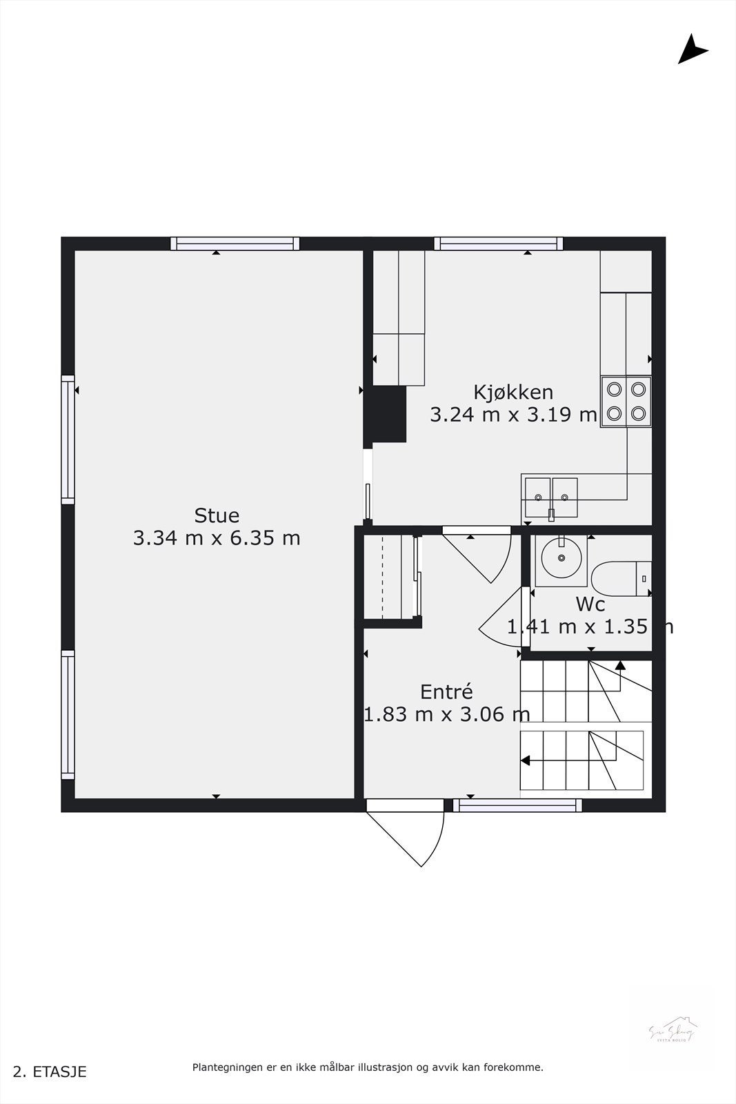Plantegning i 2D av 1.etg. Galleribilde