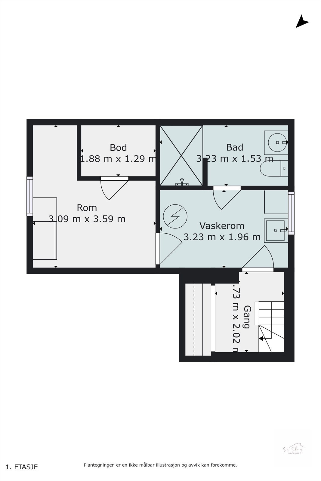 Plantegning i 2D av kjeller. Galleribilde