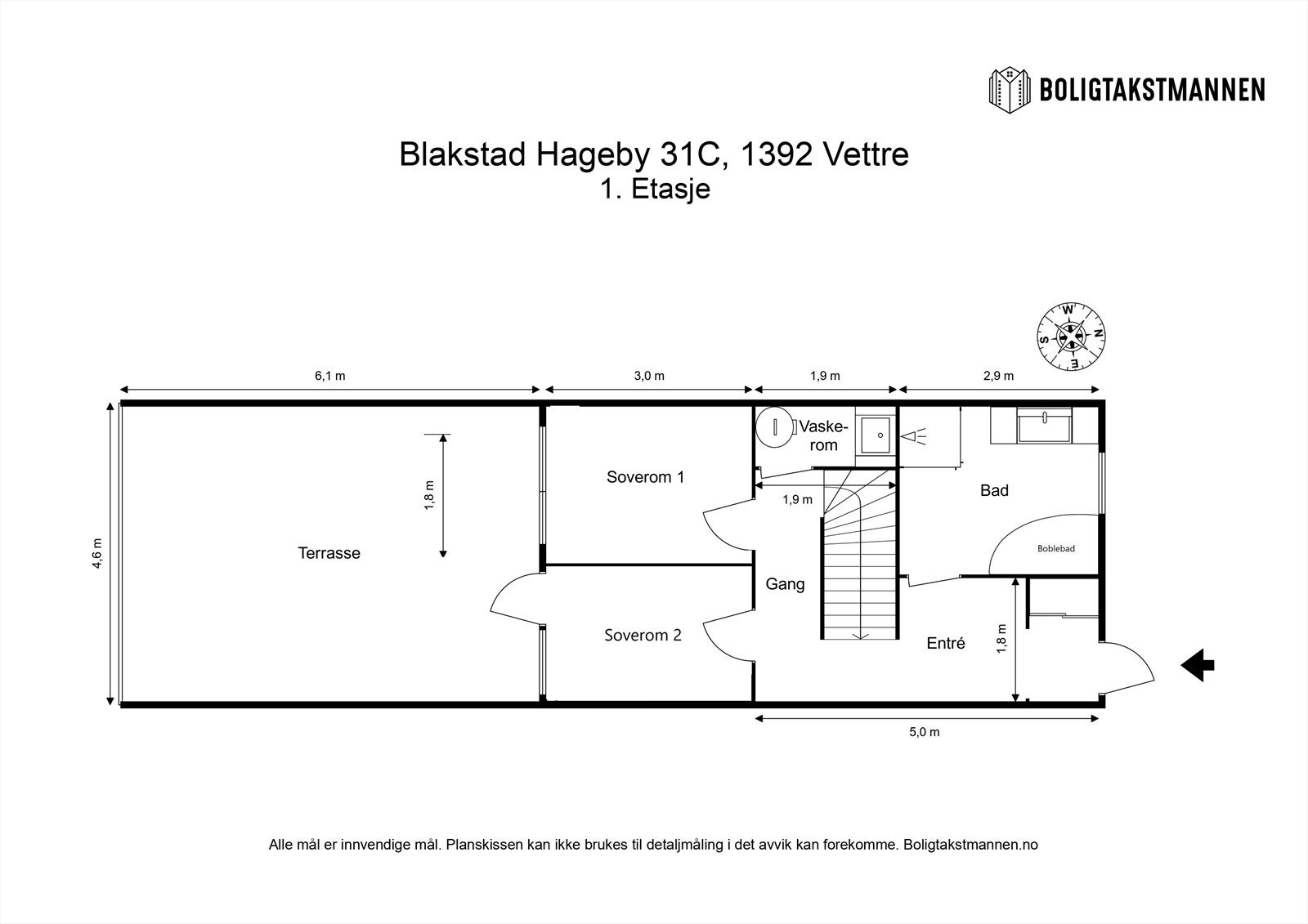 1. Etasje med alternativ planløsning iht. opprinnelig løsning for hovedsoverommet. Galleribilde