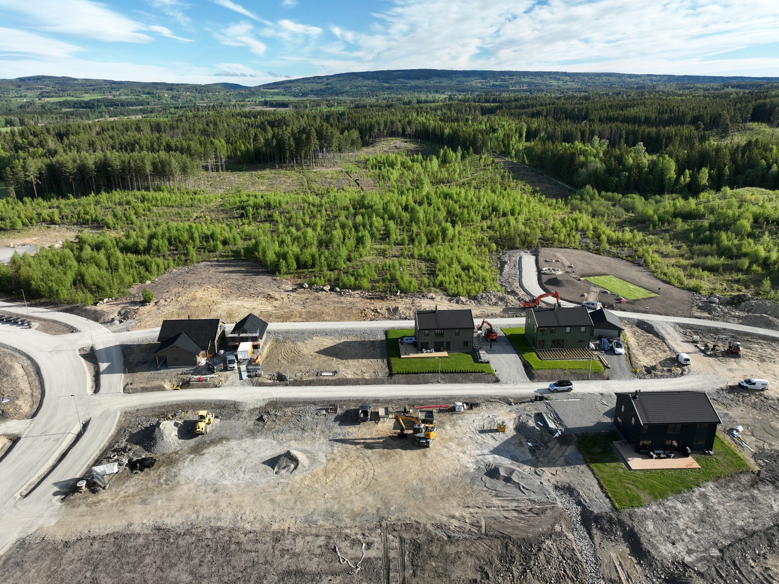 Dronebilde over tomtefeltet Galleribilde