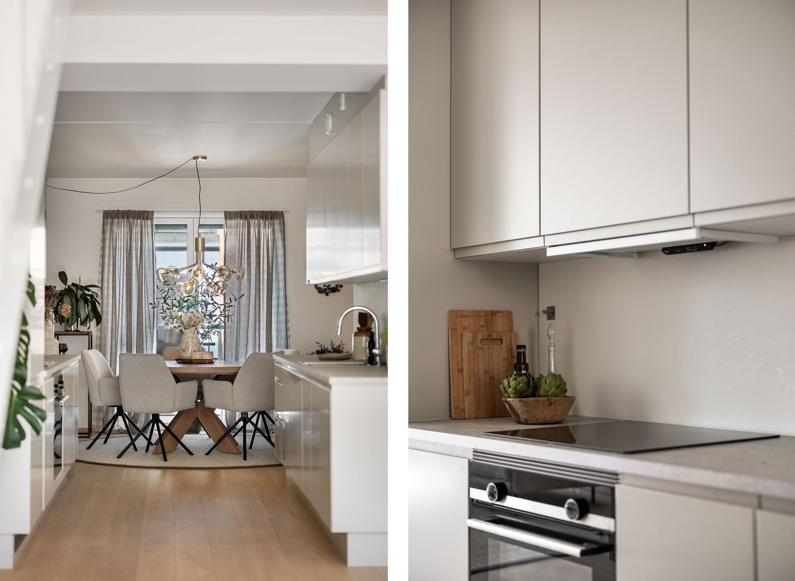 Kjøkkeninnredning med glatte og moderne fronter passer stilmessig godt til resten av interiøret. Galleribilde