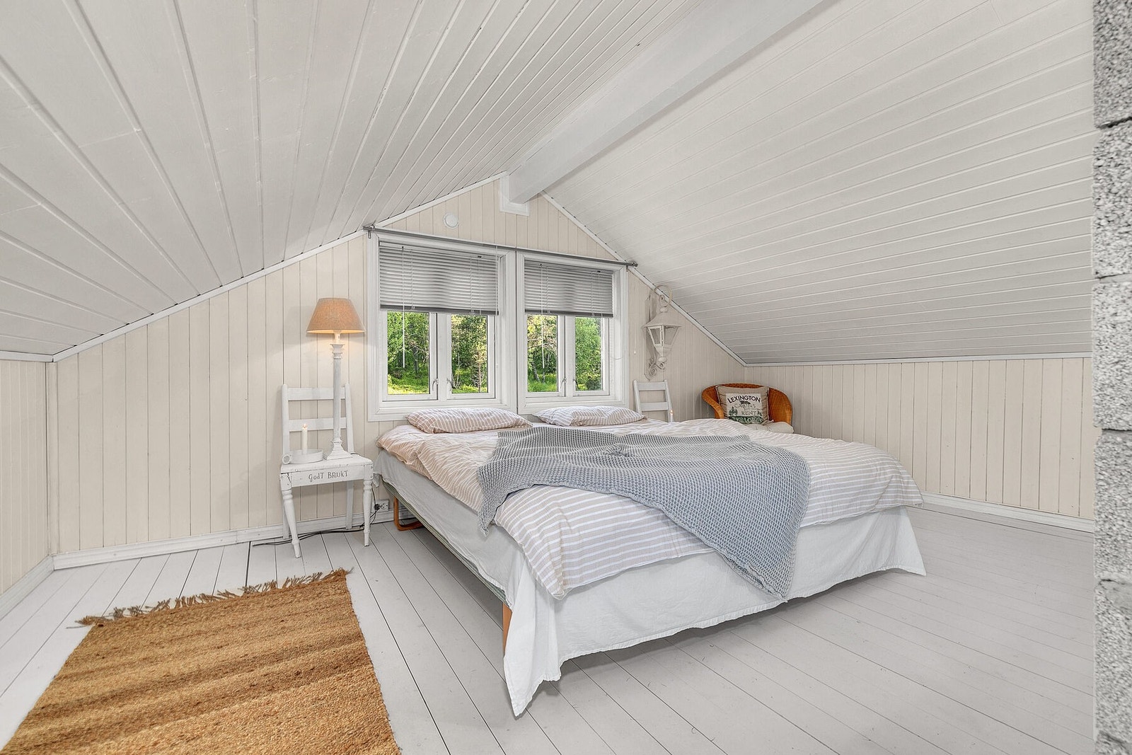 Loftstue er i dag innredet til soverom. Galleribilde