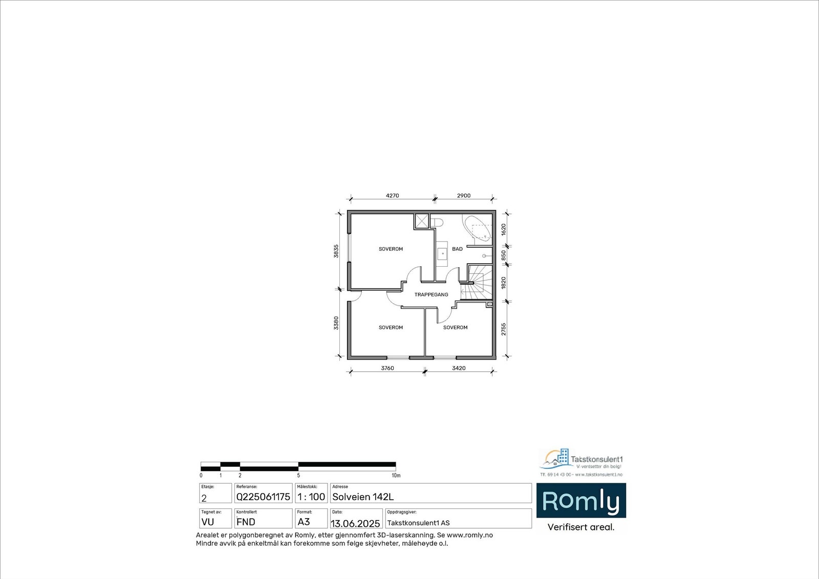 Plantegning øverste etasje. Galleribilde