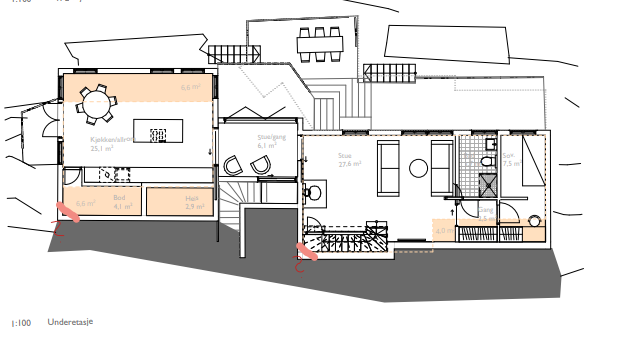Det foreligger rammetillatelse fra 2023 for godkjent til- og ombygging av eiendommen. Arkitekttegnet løsning fra Trafo Arkitektur datert 31.01.2023 Galleribilde
