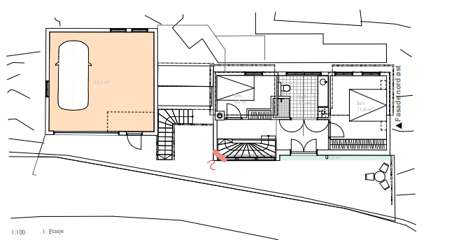 Det foreligger rammetillatelse fra 2023 for godkjent til- og ombygging av eiendommen. Arkitekttegnet løsning fra Trafo Arkitektur datert 31.01.2023 Galleribilde