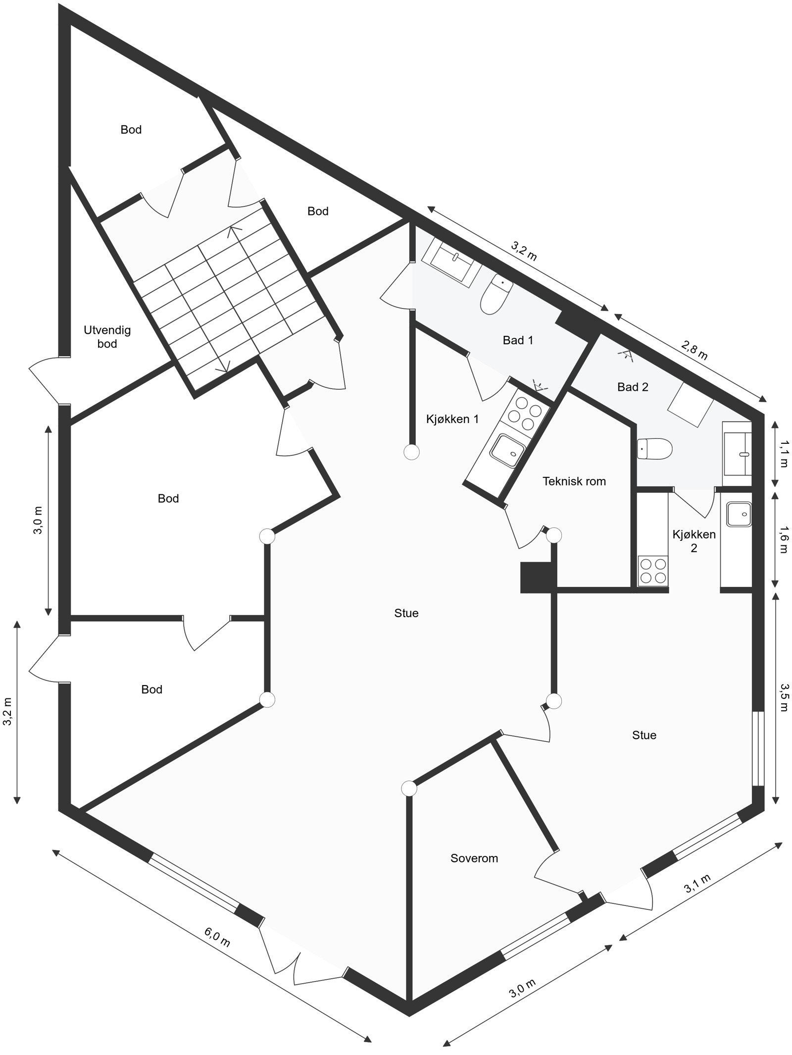 Plantegning - Underetasje. Galleribilde