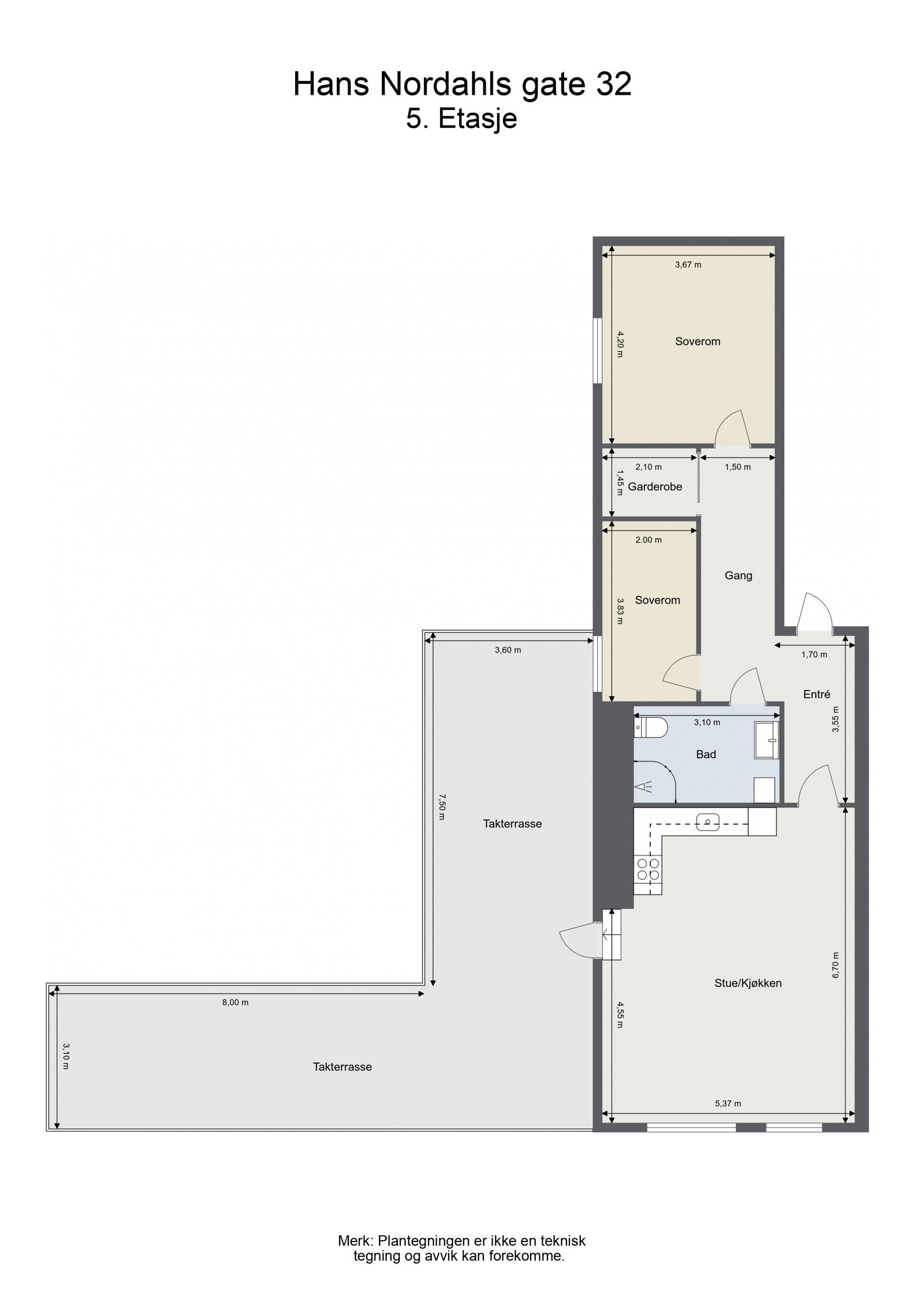 Leiligheten ligger i øverste etasje med direkte heisadkomst til etasjeplan. Galleribilde