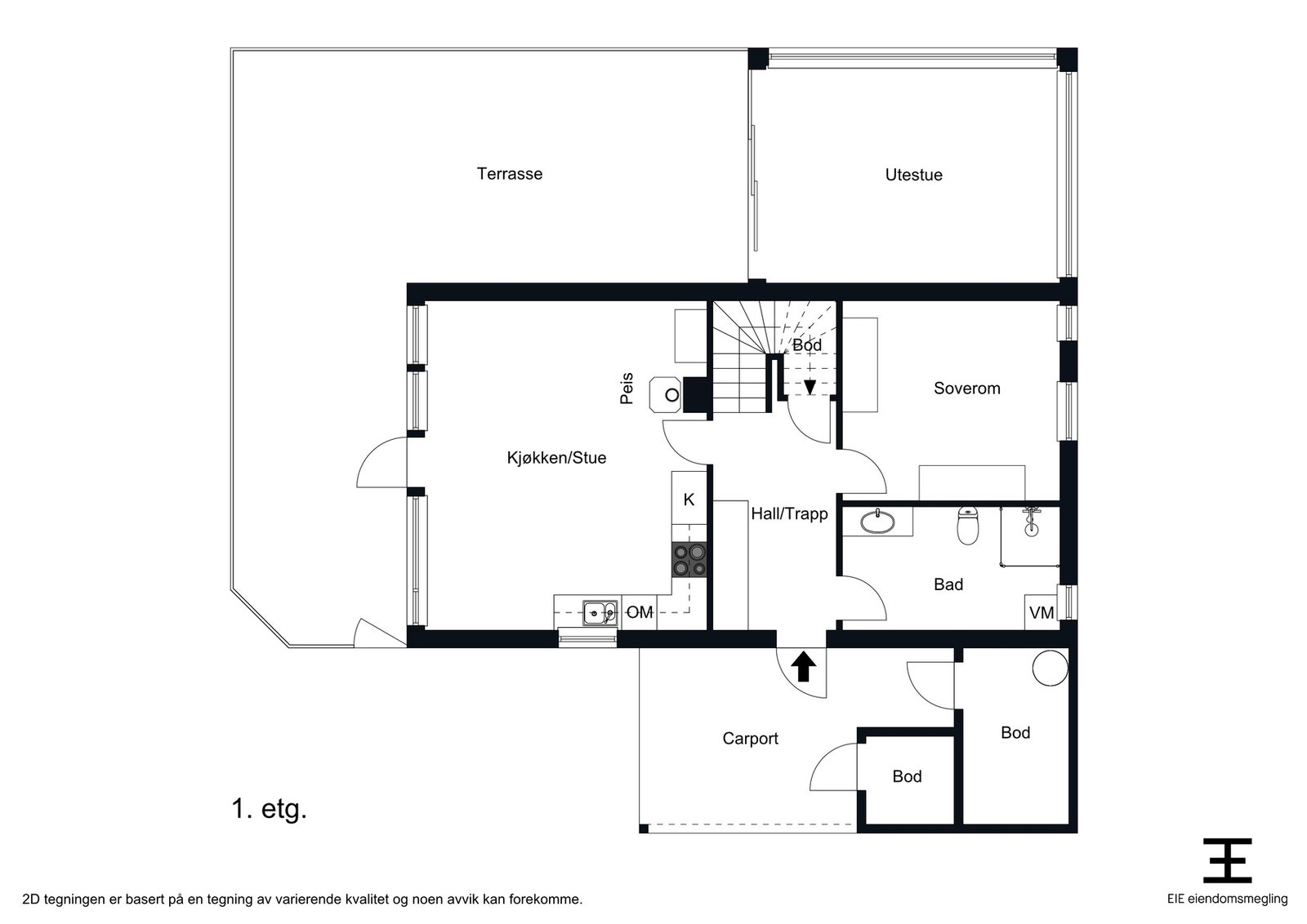 Planskisse 1. etg. Legg også merke til sportsbodene. Galleribilde