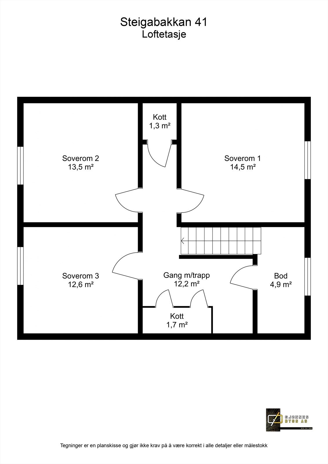 Steigabakkan 41 - Loftetasje - 2D Floor Plan.jpg Galleribilde