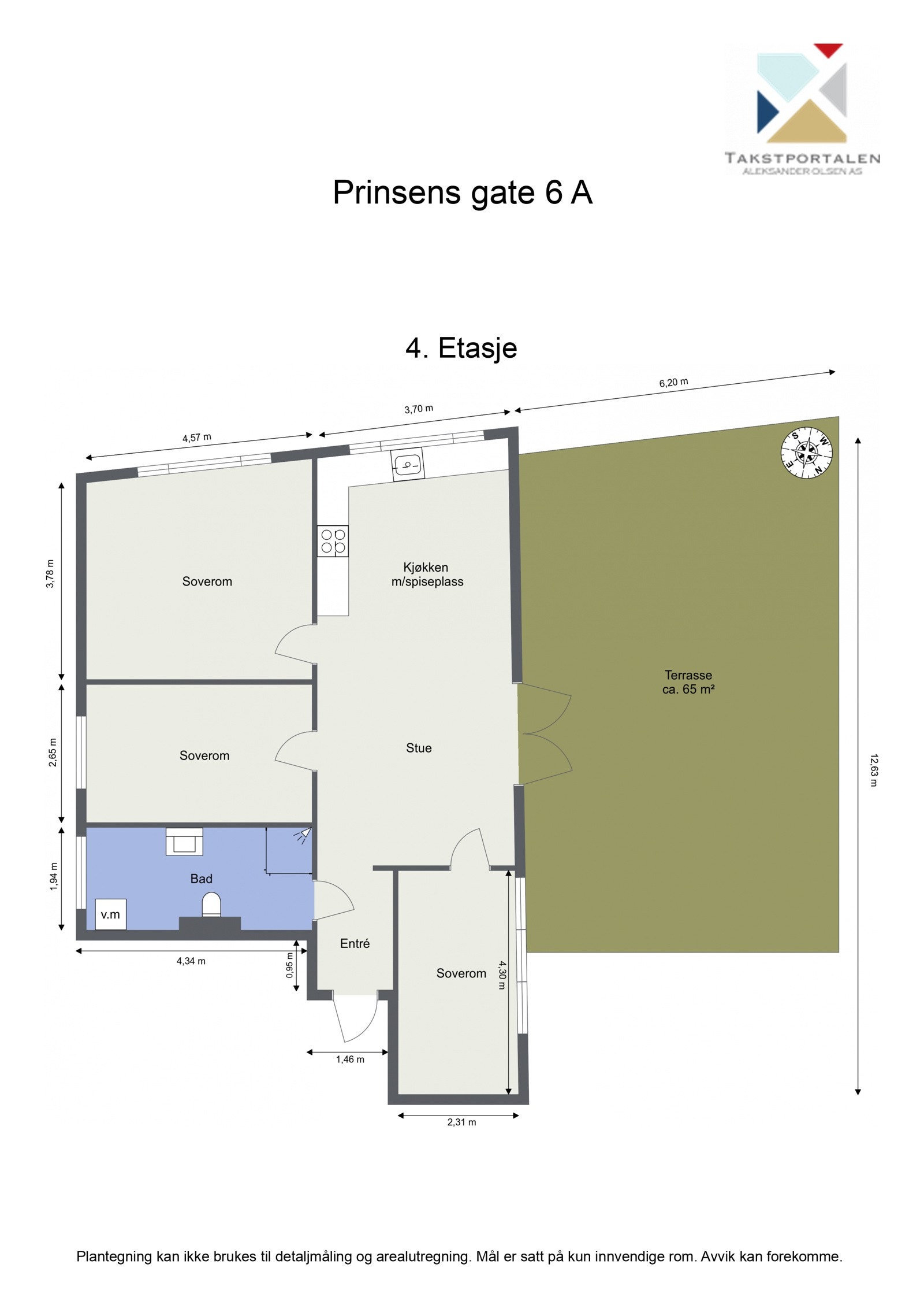Plantegning med mål. Galleribilde