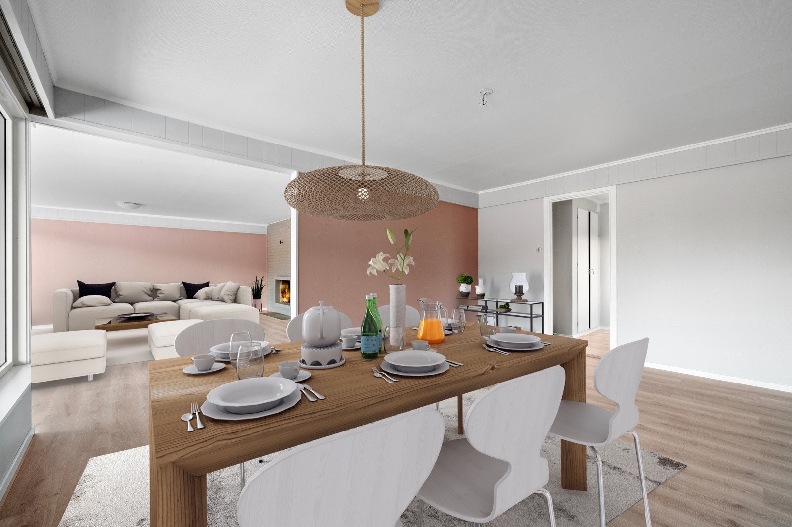 I tilknytning til stuen ligger også spisestue som gir god plass til spisestuemøbler Galleribilde