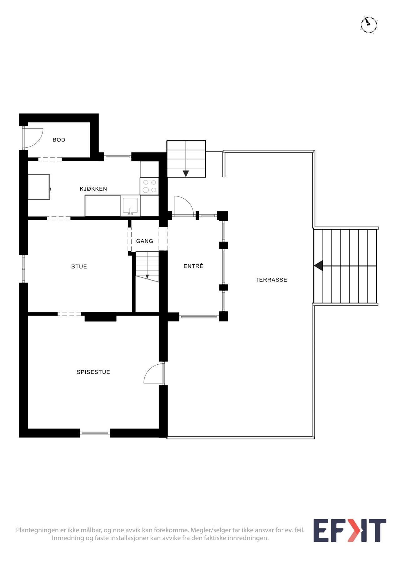 Plantegning som viser boligens 1. etasje. Galleribilde
