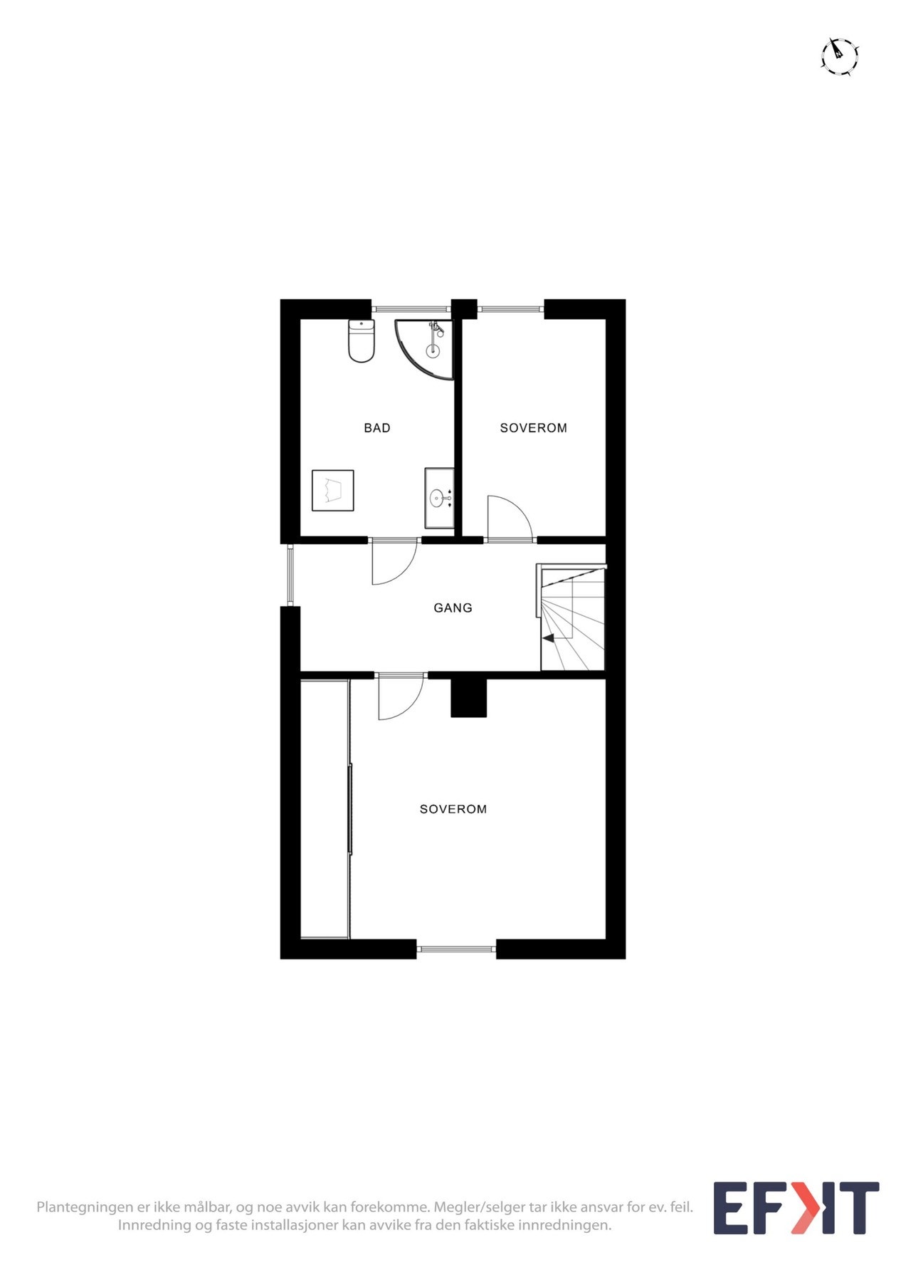 Plantegning som viser boligens 2. etasje. Galleribilde