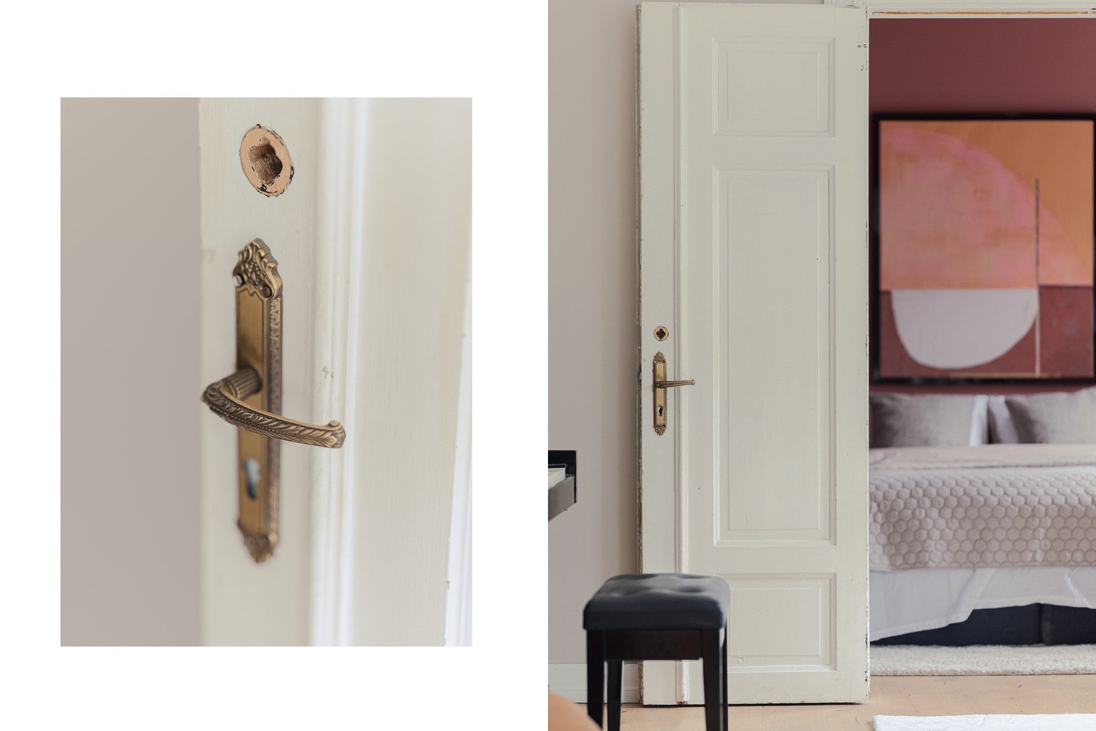 Tidstypiske håndtak som ivaretar leilighetens sjarme fra byggeåret. Galleribilde