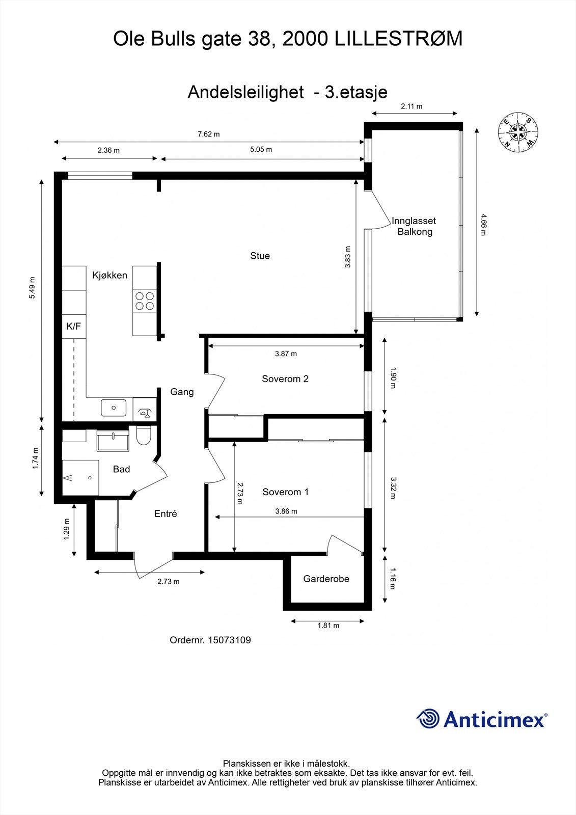 Plantegning 3. etasje Galleribilde