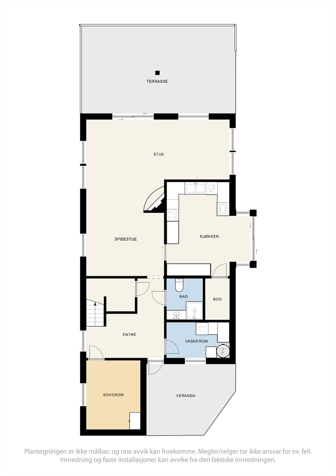 Plantegning av 1. etasje. Bilder følger Galleribilde