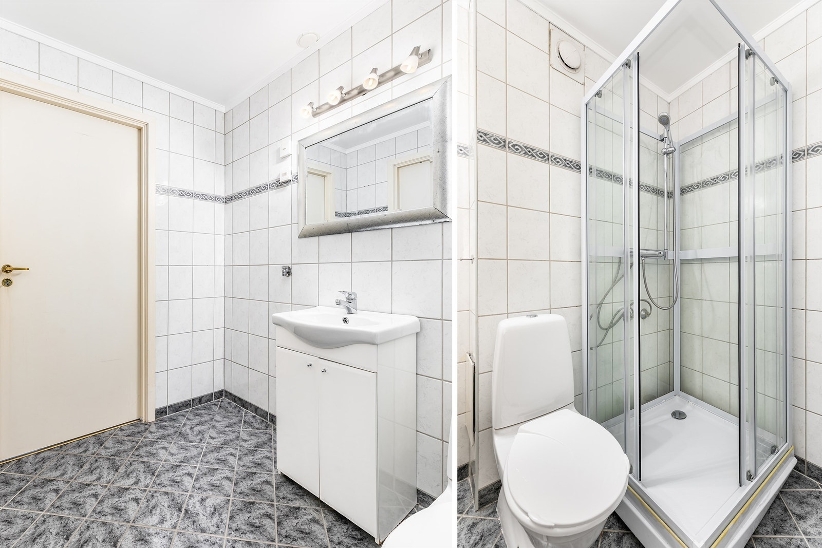 Utenom forbindelsen med hovedsoverommet er badet tilgjengelig også fra gangen. Galleribilde