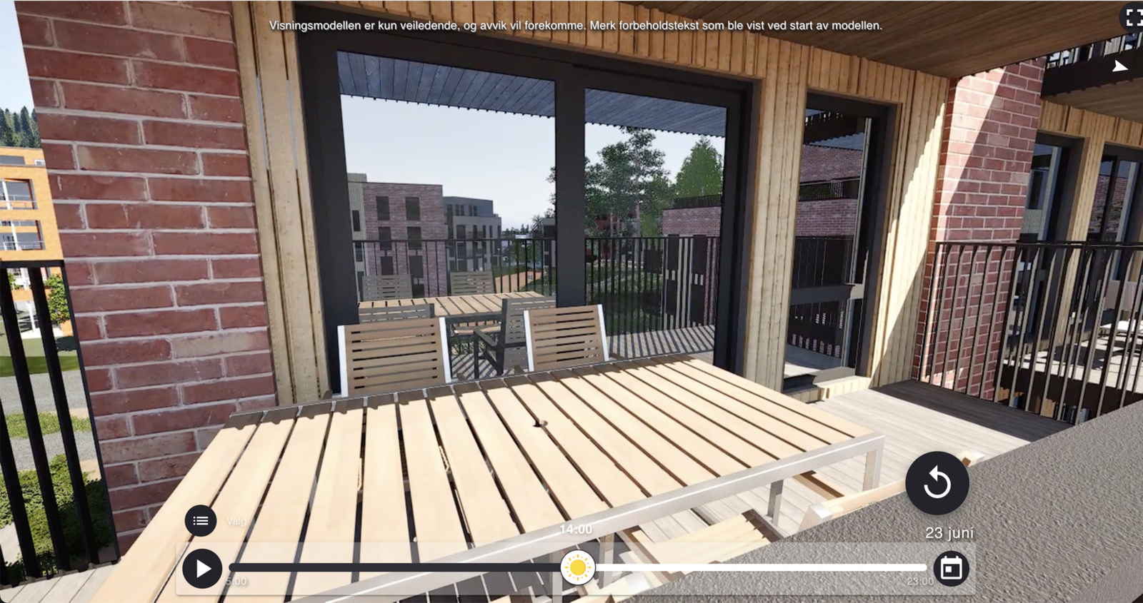 Bildet viser balkongen til den aktuelle leiligheten. Bildet er en illustrasjon og kan avvike fra ferdig leveranse Galleribilde