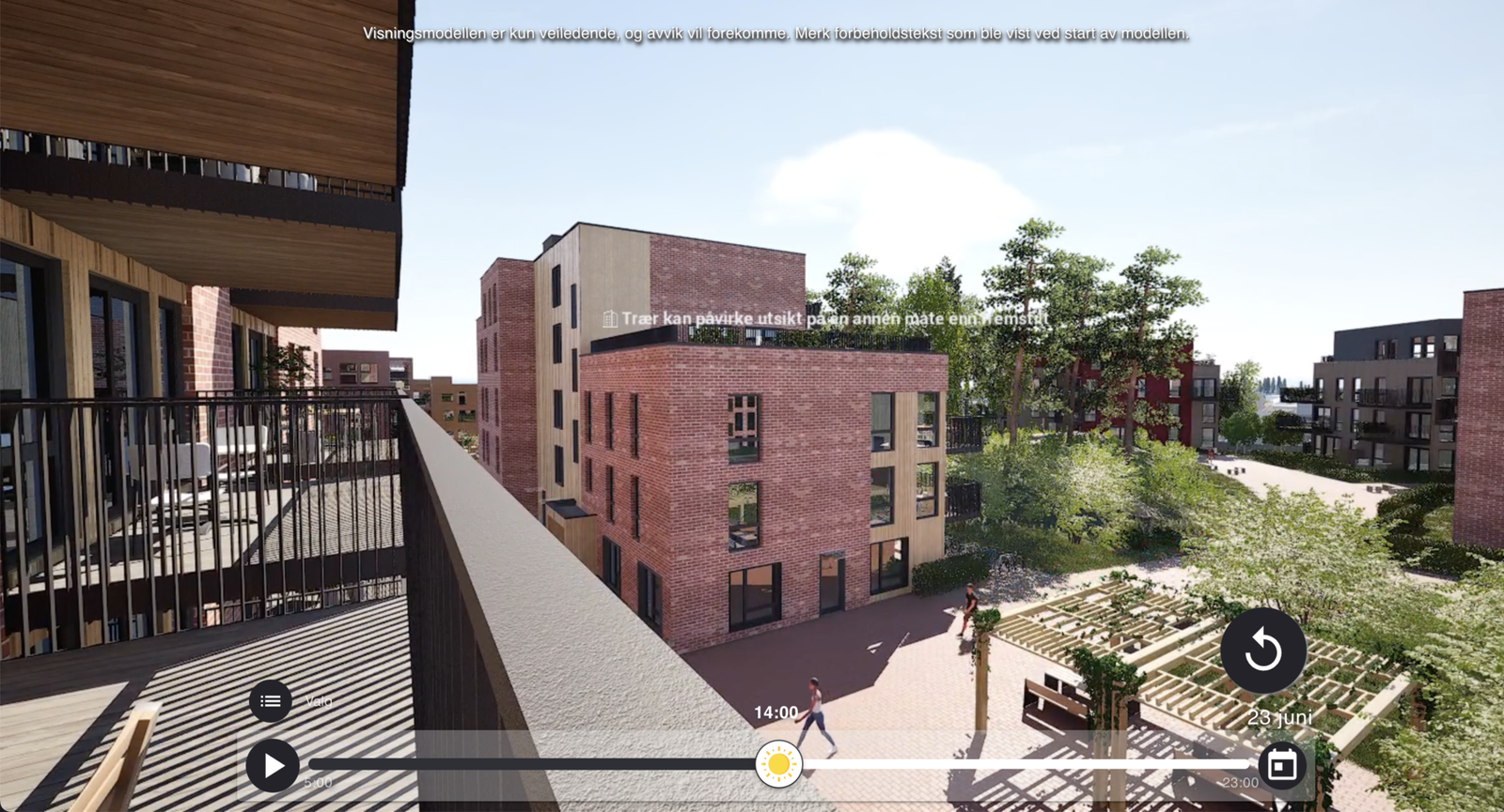 Bildet viser utsynet fra balkongen til den aktuelle leiligheten. Bildet er en illustrasjon og kan avvike fra ferdig leveranse Galleribilde