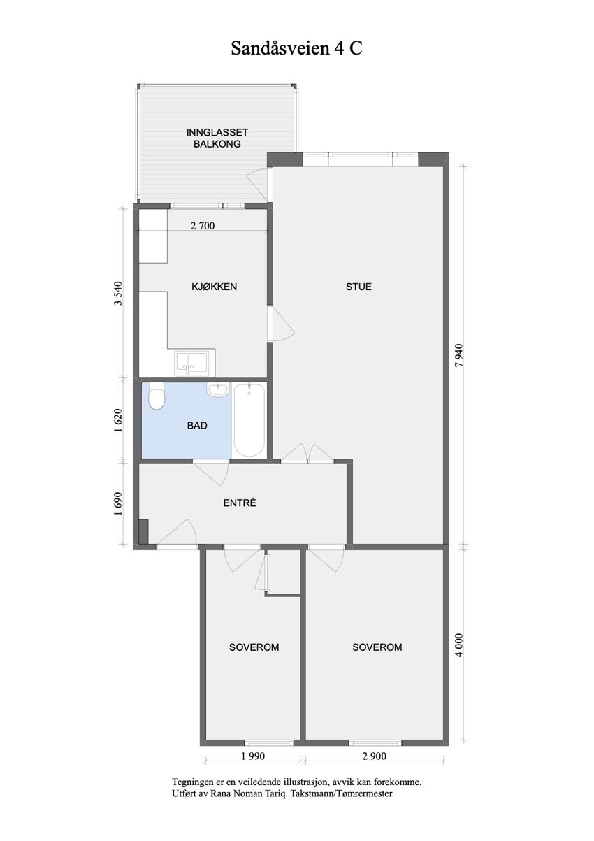 Målsatt plantegning. Galleribilde