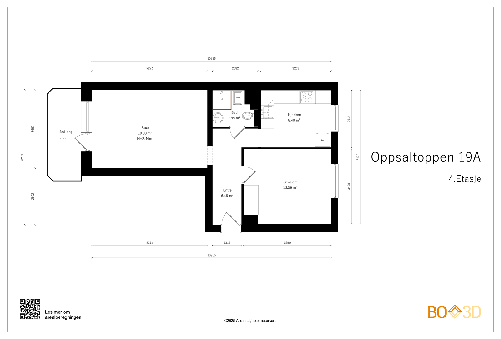 Målsatt plantegning. Galleribilde