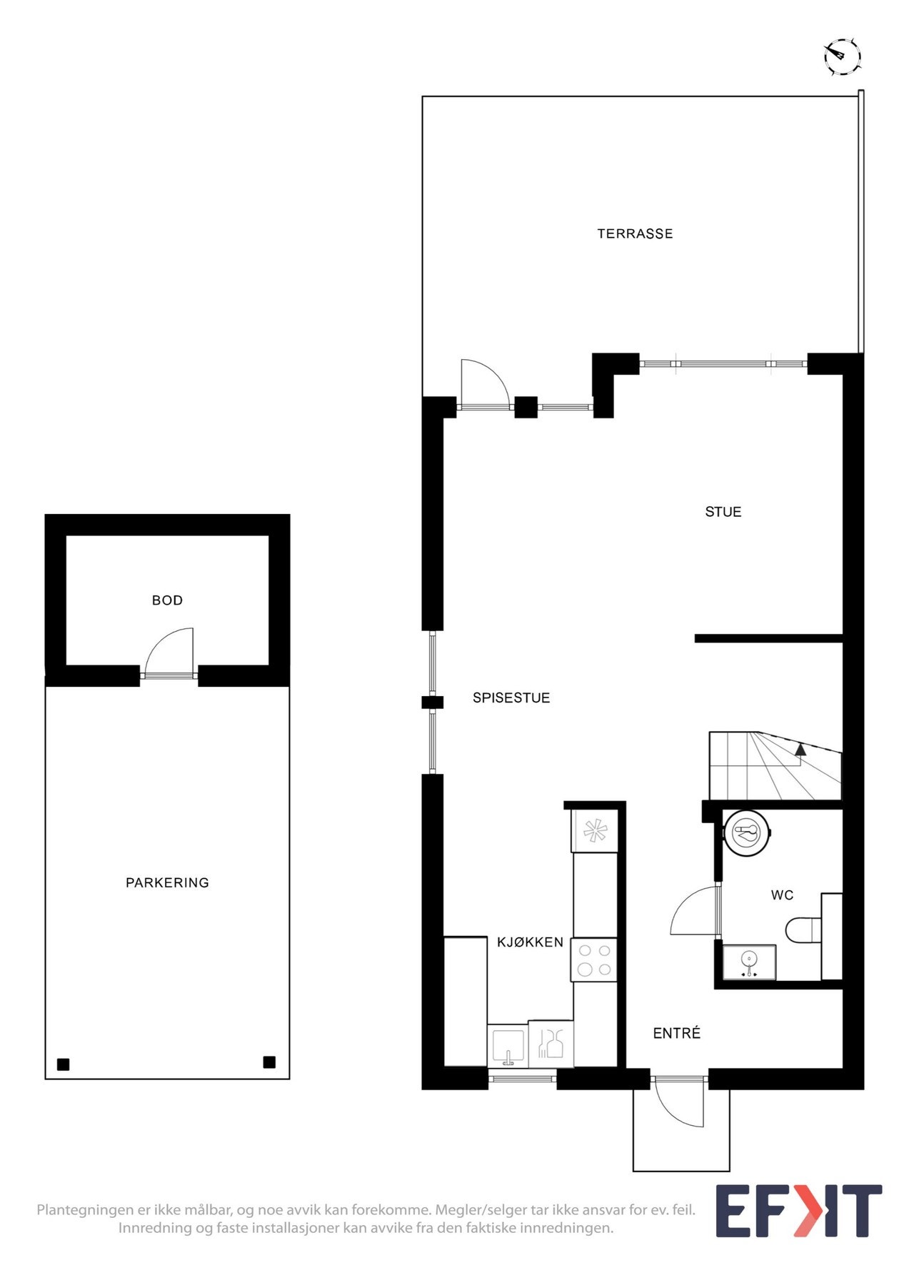 Boligens planløsning - 1. etasje. Galleribilde