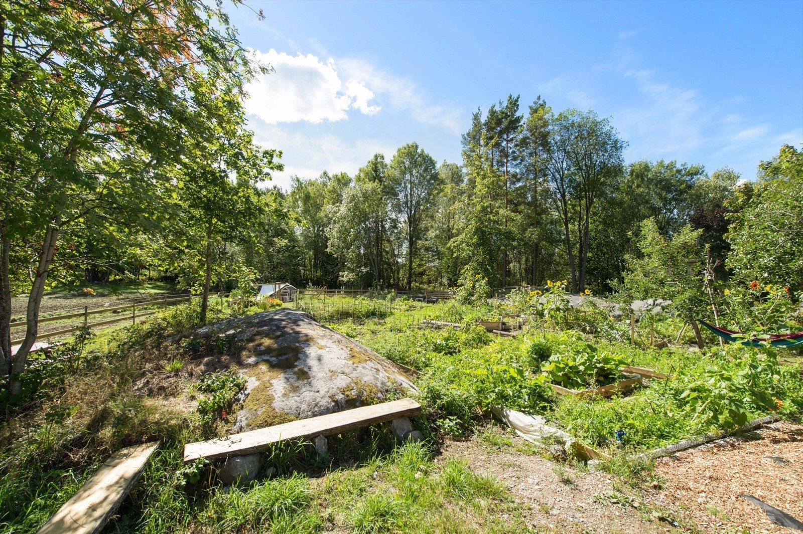 Hyggelig parsellhage til bruk for beboere av Rugdeberget og Nebbejordet. Galleribilde