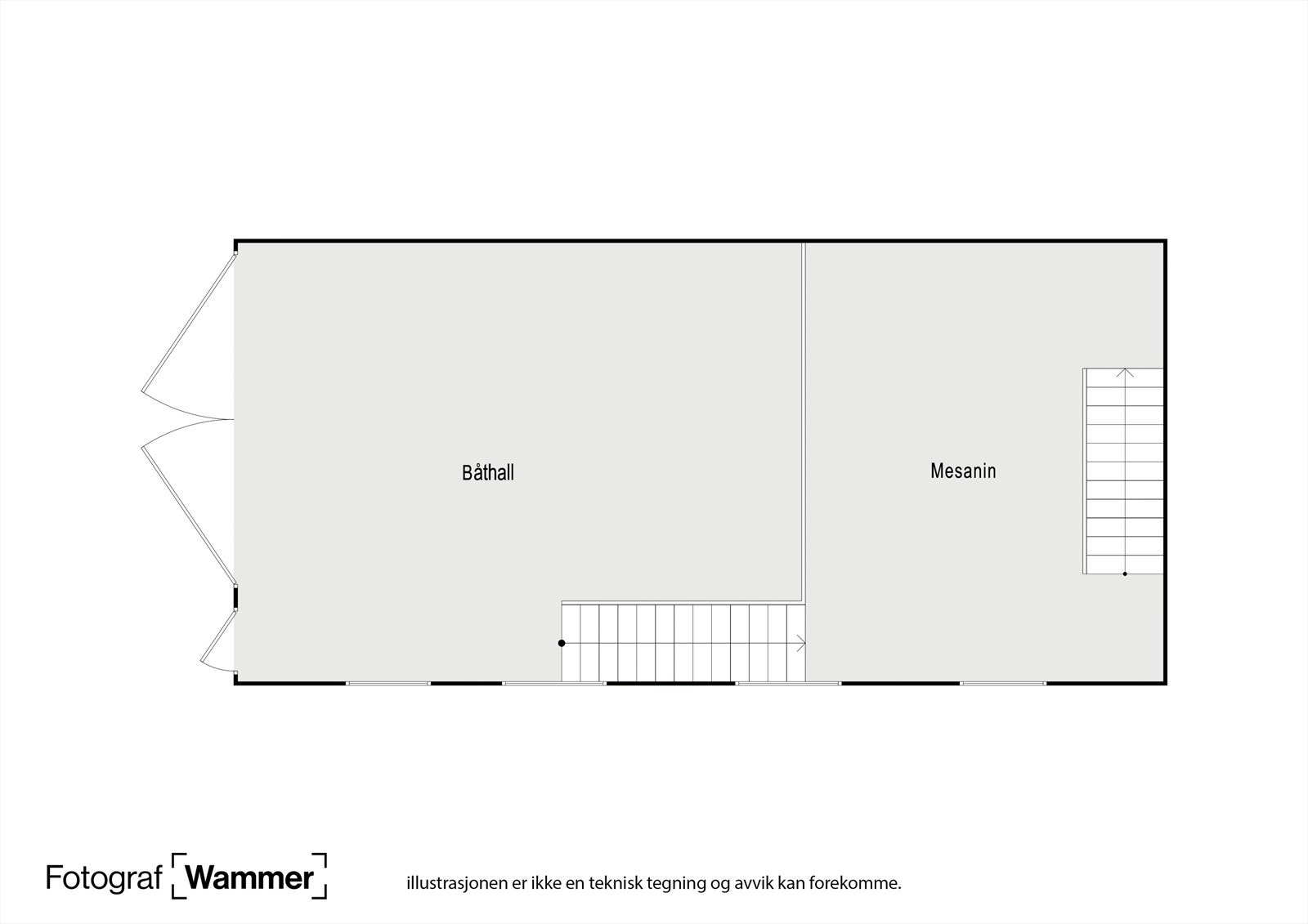 Plantegning underetasje naust. Galleribilde