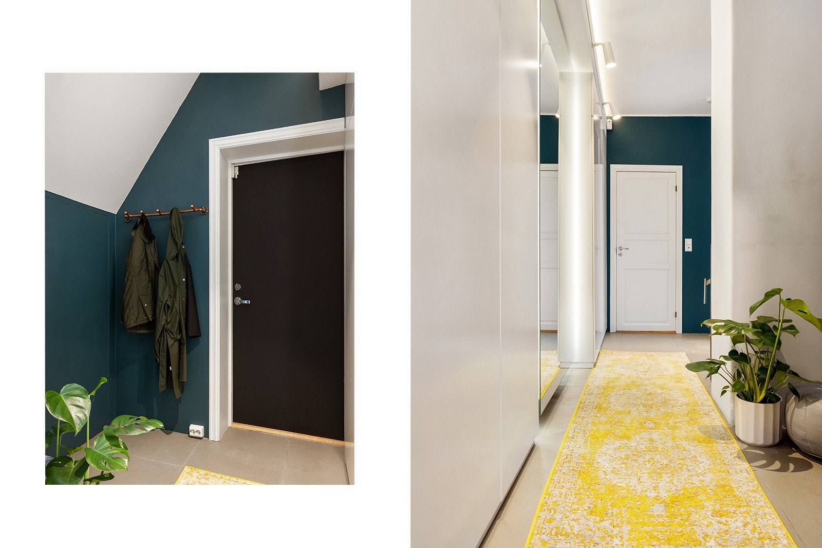 Det er rikelig med skapplass i spesialtilpassede skap som går opp til taket. Under trappen finnes en bod som gir ekstra lagringsplass til yttertøy og sko Galleribilde