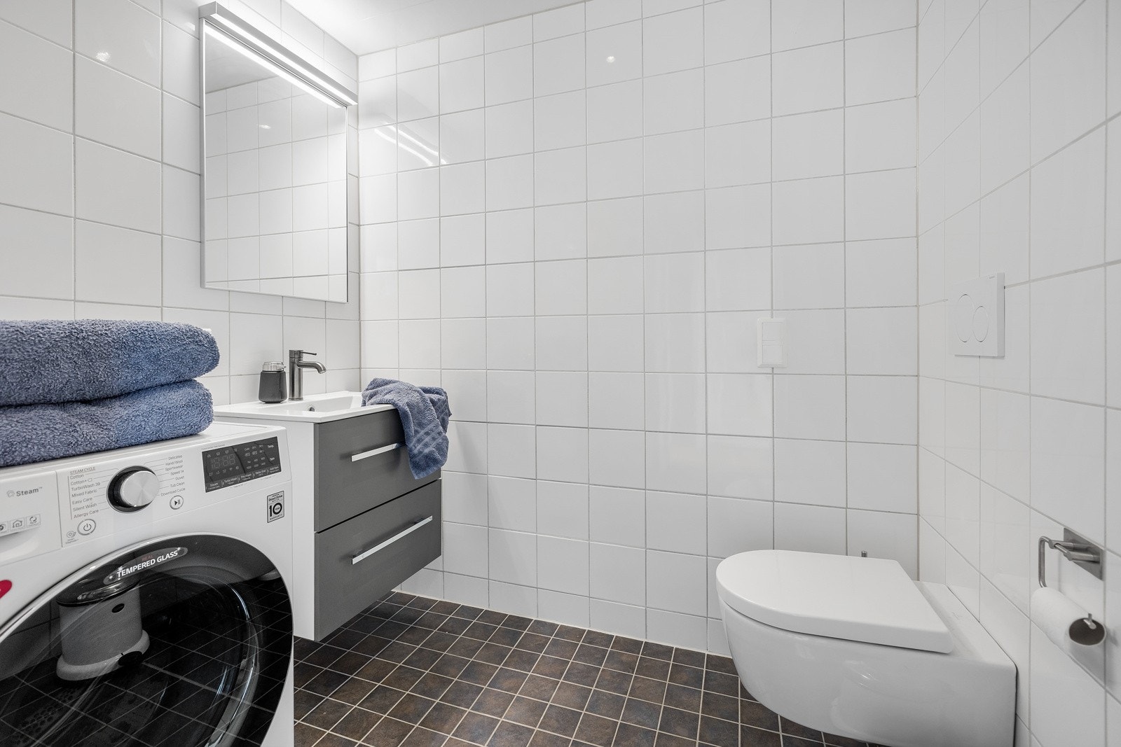 Gjestebadet har inngang fra entre. Ny baderomsinnredning, Galleribilde