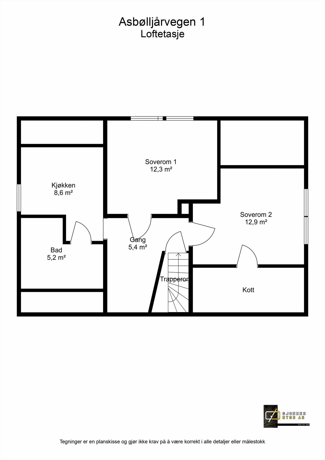 Asbølljårvegen 1 - Loftetasje - 2D Floor Plan.jpg Galleribilde