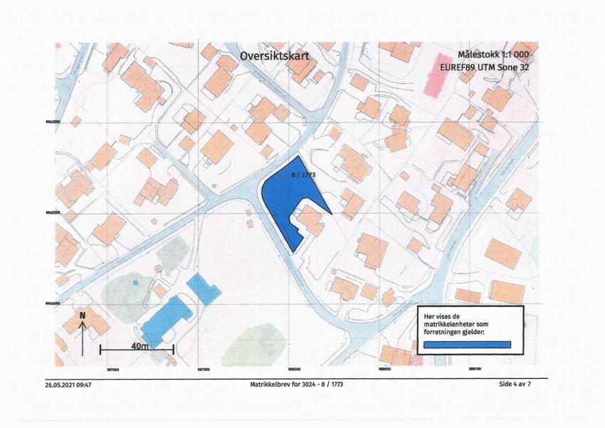 Tomtekart i henhold til målebrevet som viser de eksakte grenser Galleribilde