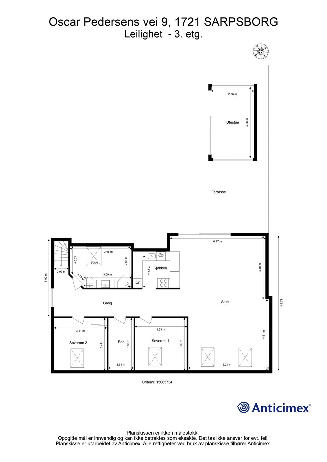 Veiledende skisse av leilighetens hovedplan. Galleribilde