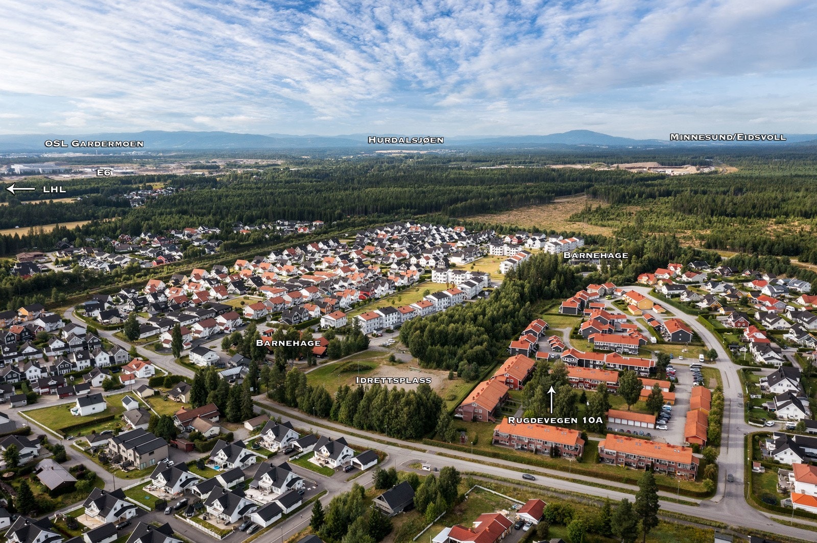 Dronebilde over nærområdet. Galleribilde