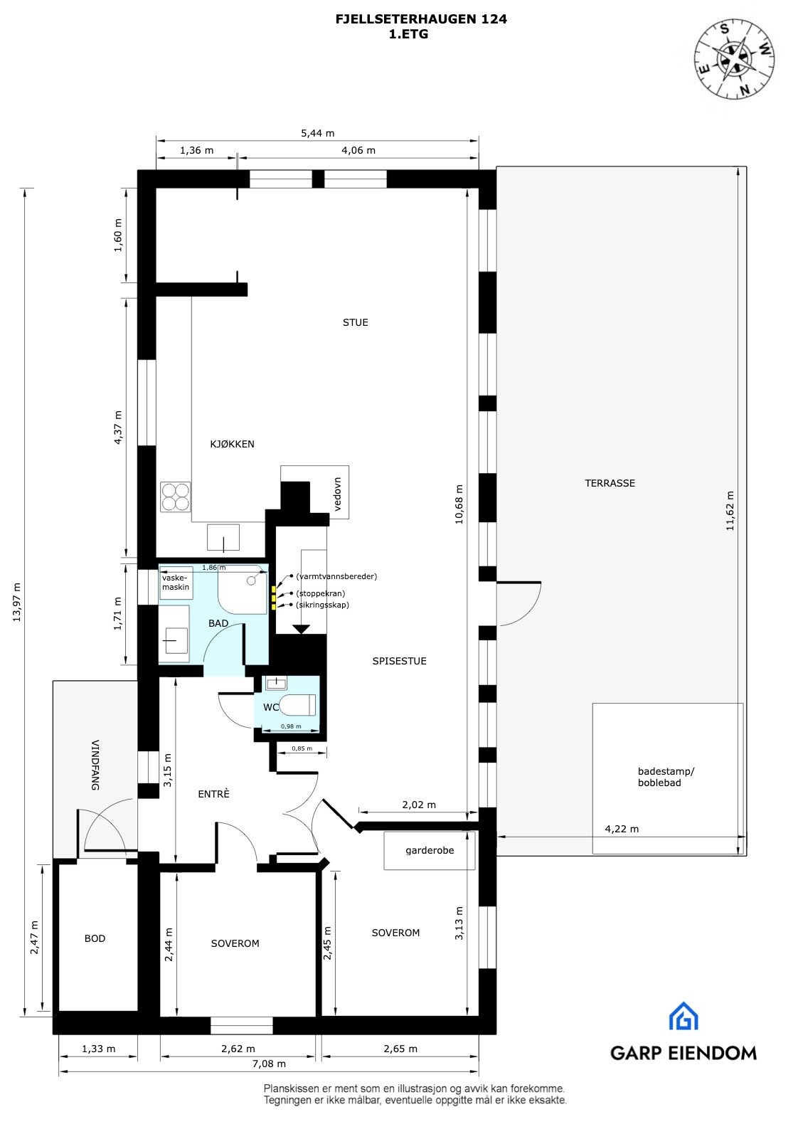 Plantegning av første etasje. Galleribilde