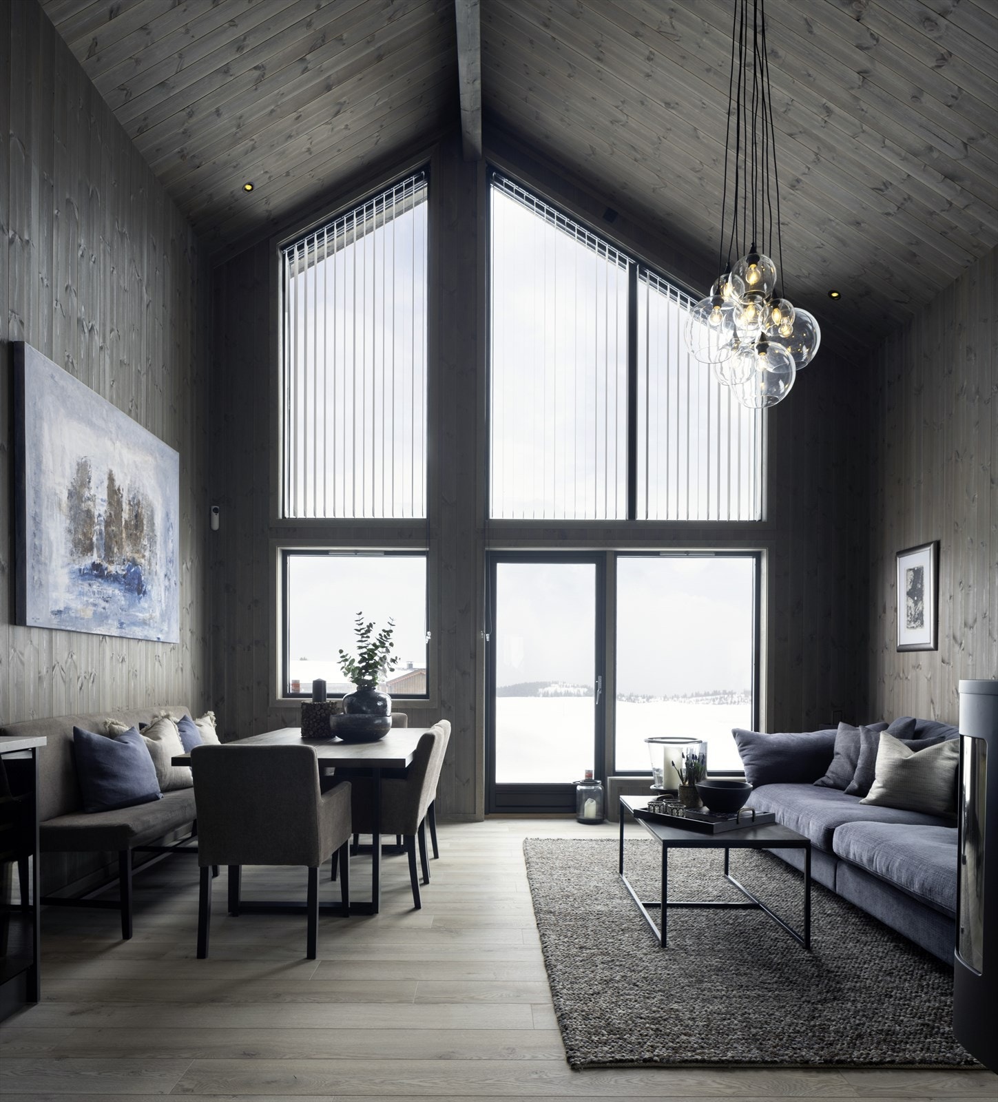 Fjellbu - stue spisestue. (Bilde fra solgt hytte. Standard vil kunne avvike.) Galleribilde