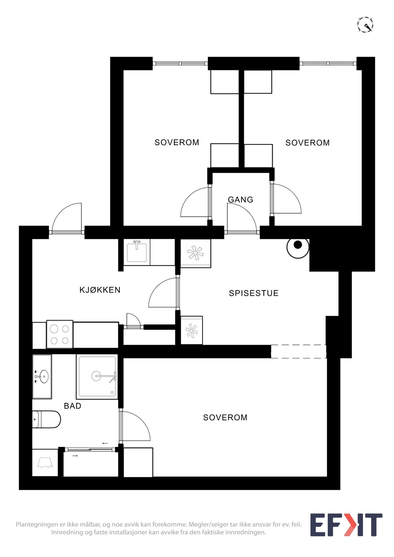Planløsning utleiedel. Galleribilde