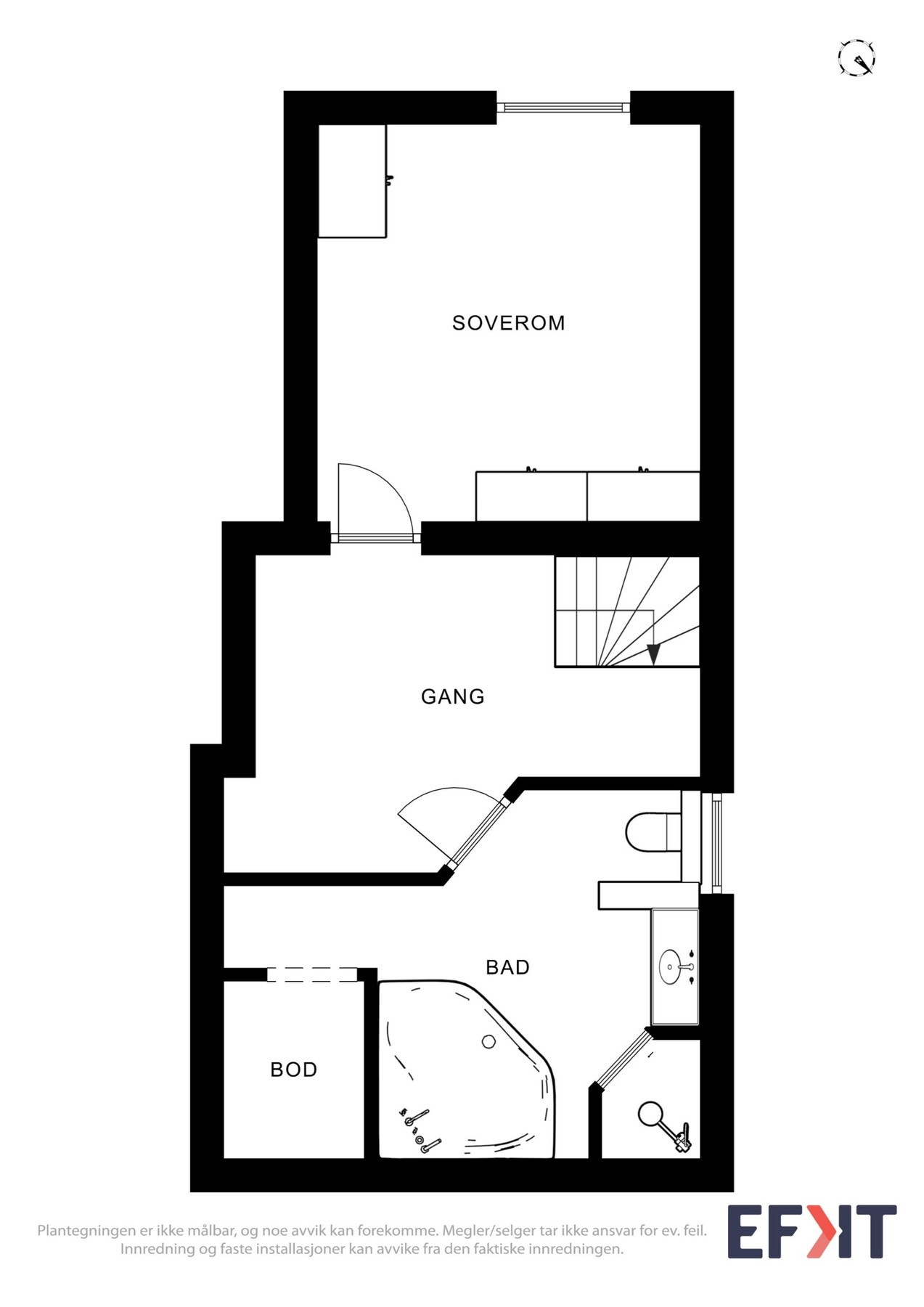 Planløsning underetasje tilknyttet hoveddelen. Badstuen i underetasjen er betegnet som bod i planskissen. Galleribilde
