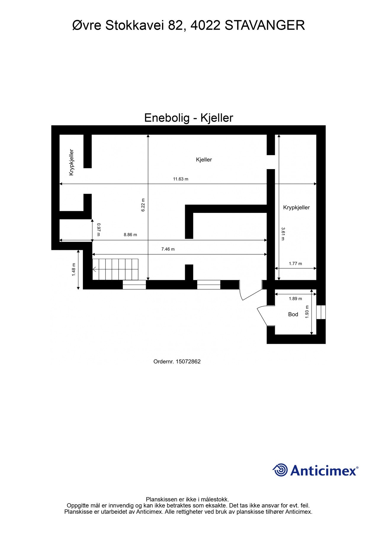 Kjelleren benyttes til lagring. Galleribilde