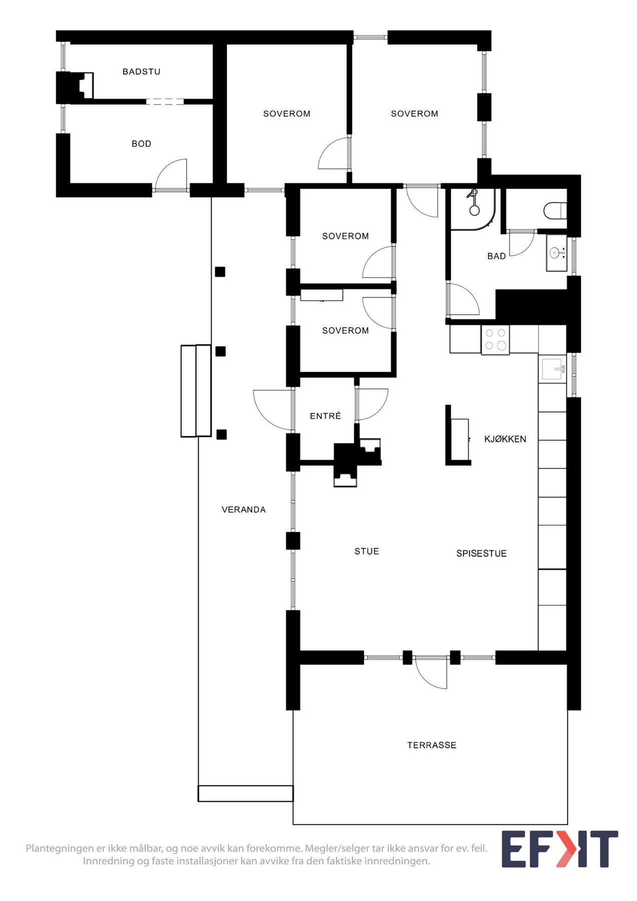 Plantegning viser planløsning av hytten. Plantegning er ikke nøyaktig og feil kan forekomme. Galleribilde