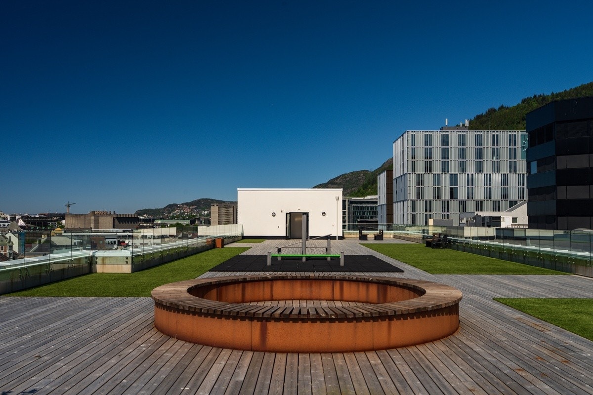 Stor solrik felles takterrasse Galleribilde