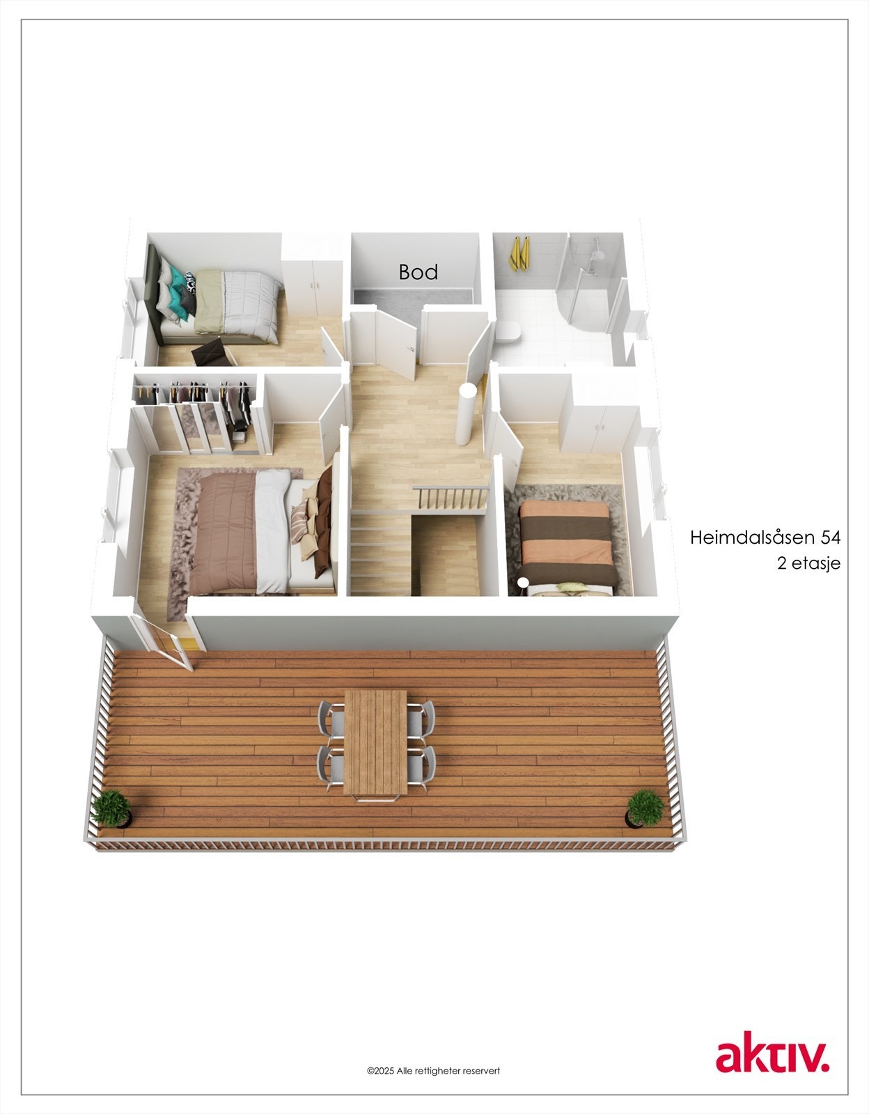 3D plantegning 2. etasje Galleribilde