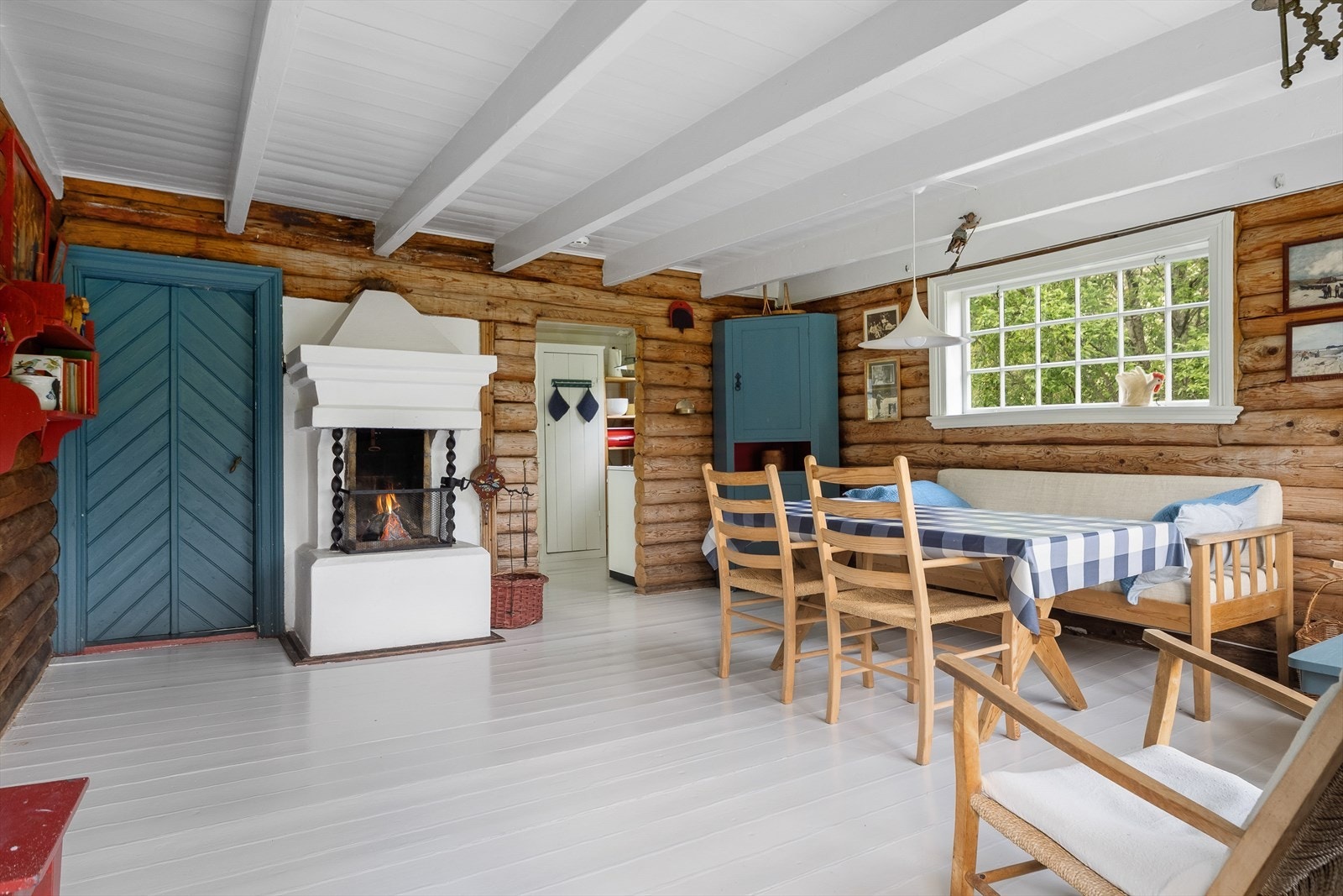 Stue med åpen peis Galleribilde