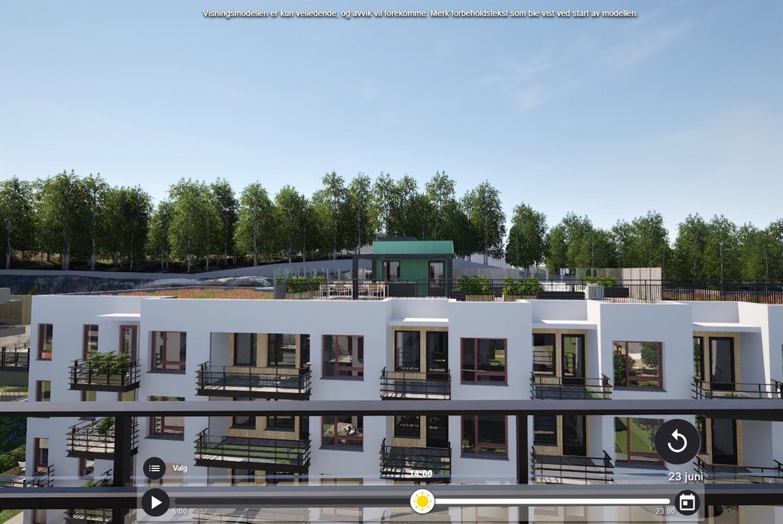 Illustrasjon | Utsyn fra balkong. Hentet fra simulator. Avvik kan forekomme. Galleribilde