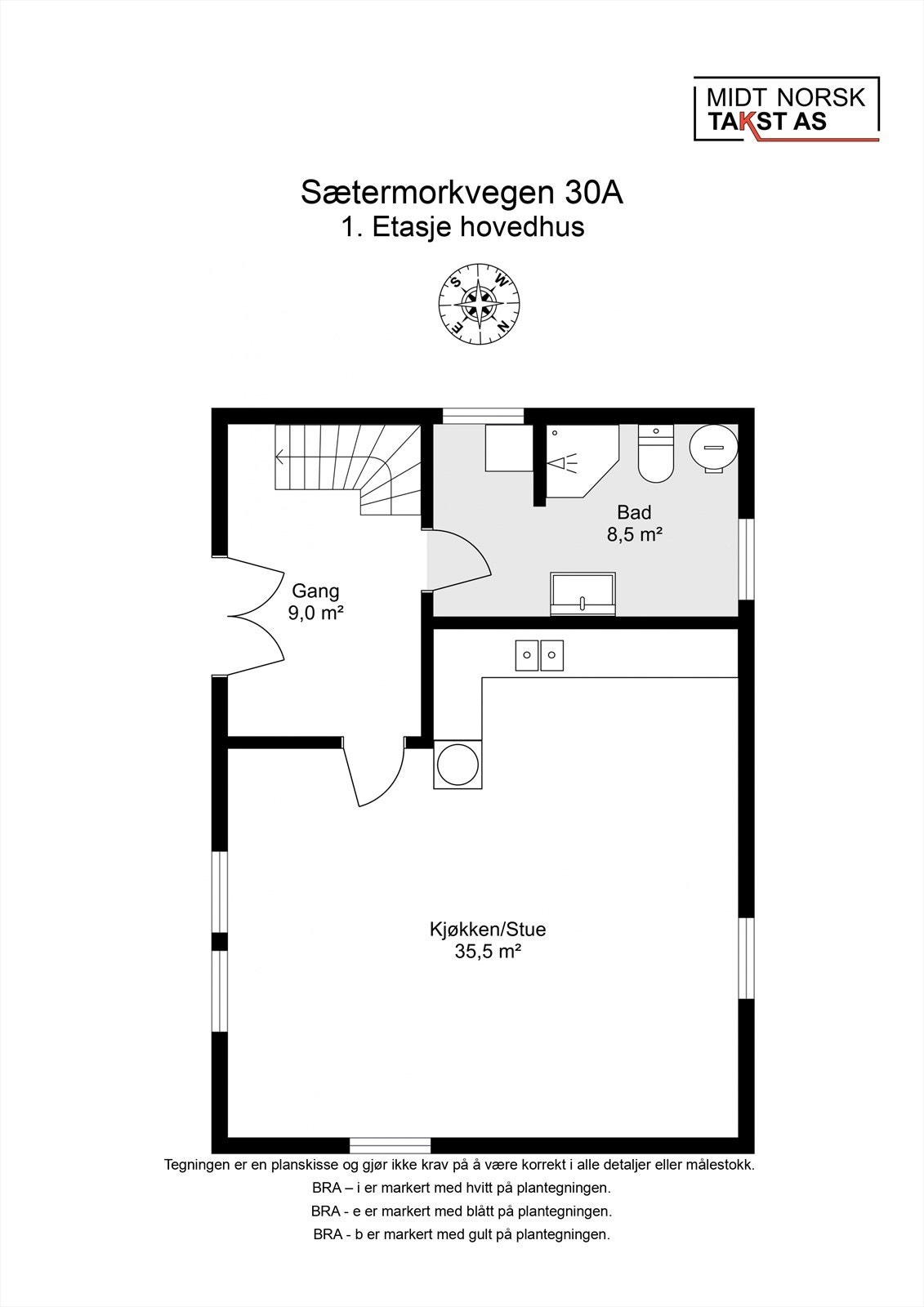 Våningshuset - Planskisse 1. etasje Galleribilde