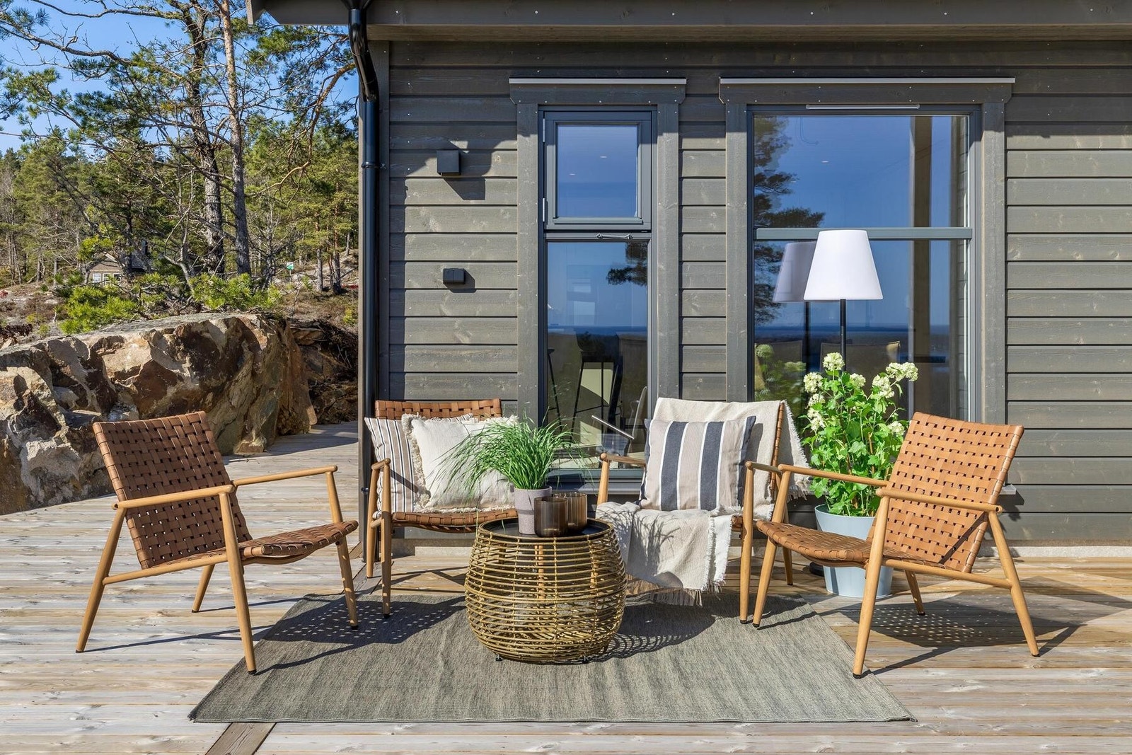 Utstikket på Polar gir lune og gode uteplasser. Foto fra en tilsvarende hytte, Polar 110. Galleribilde