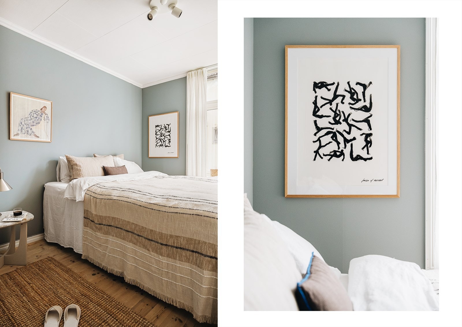 Soverommet har en dempet og behagelig fargetone som skaper ro og hvile. En perfekt base for et avslappende soverom - med rene flater, god takhøyde og et lunt uttrykk. Galleribilde